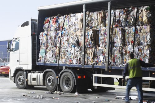 Business owners discussing waste management solutions